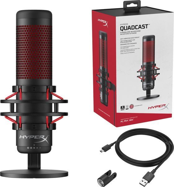 Мікрофон для ПК/ для стрімінгу, подкастів HyperX Quadcast (HX-MICQC-BK) 4P5P6AA фото