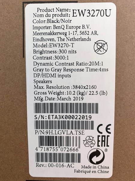 Монитор 32" BenQ EW3270U Metallic Grey (9H.LGVLA.TSE) 4К UltraHD EW3270U фото